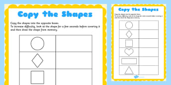 Visual Perception Copy the Shapes Worksheet - copy, shape, visual