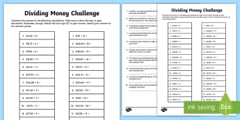 multiplying money challenge worksheet