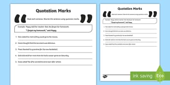 printable quotation marks worksheets punctuation