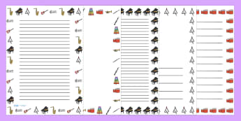 Music Page Borders - Music, page border, a4 border, template, writing aid, writing border, page template, instrument, playing instruments, piano, drums, guitar, recorder, violin, triangle, cymbals, notes, music
