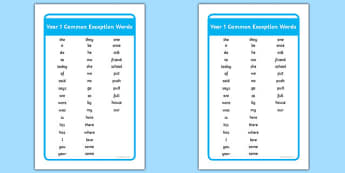 Year 1 | Common Exception Words | KS1 Resources - Twinkl