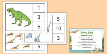 EYFS Dinosaur Count Busy Bag Prompt Card and Resource Pack