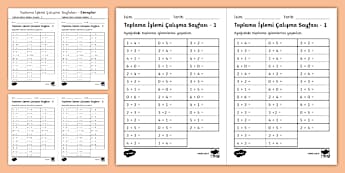 10'a Kadar Toplama İşlemi | Çalışma Sayfaları
