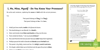 Personal Pronouns Worksheet Teacher Made