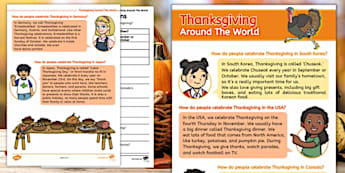 Thanksgiving around the World- English Reading Comprehension