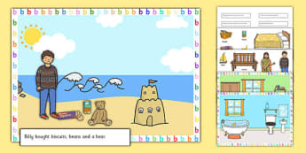 Silly B Sentence Cut and Stick Pictures - silly b, sentence, cut and stick, pictures