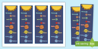 Solar System Planets Bookmarks