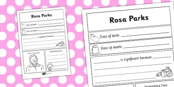 Rosa Parks Significant Individual Writing Frame - writing frame