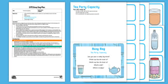 EYFS Tea Party Capacity Busy Bag Plan and Resource Pack - tea party, tea set, pouring, filling, full, empty, role-play, imaginary play, early maths, practical