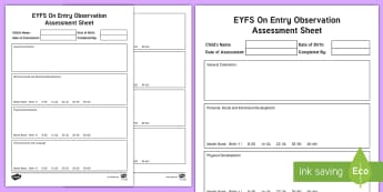observation eyfs assessment sheet entry template early years templates tracking