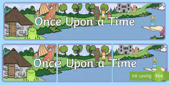 Once Upon A Time Display Banner - Traditional tales, story, display, banner, poster, tale, Bingo, game, Goldilocks, Three little pigs, characters, Billy goats gruff, cinderella, little red riding hood