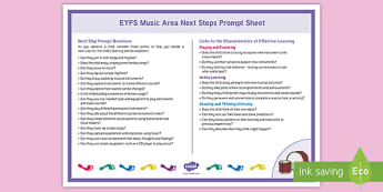 EYFS Music Area Reception FS2 Next Steps Prompt Poster