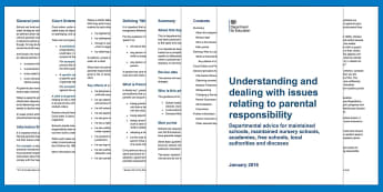 Understanding and dealing with issues relating to parental responsibility Adult Guidance - parents, Guardians, responsibilities, Safeguarding, Legal rights and responsibilities, child protect