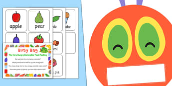Food Posting Activity Busy Bag Prompt Card and Resource Pack to Support Teaching on The Very Hungry Caterpillar - Busy bag, Eric Carle, Food sort