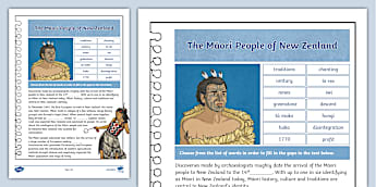 The Māori People of New Zealand Cloze Procedure