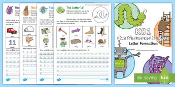 KS1 Continuous Cursive Letter Formation Practice Activity Booklet - cursive writing practice, Cursive Handwriting Booklet, Cursive Handwriting, Cursive Practice, Letter