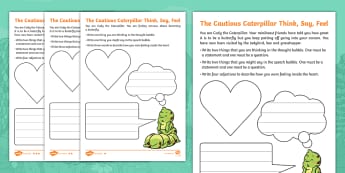 The Cautious Caterpillar Think, Say, Feel Differentiated Worksheets - Originals, Fiction, KS1, Life Cycle, very hungry caterpillar, worksheets, Caterpillar, Butterfly, Co