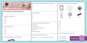 Year 3 Science GL Style Practice Paper