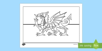 Simple Welsh Dragon Colouring Page | Welsh Flag Resource