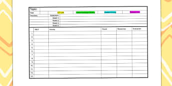 Planning and Assessment Templates - Activity Plan Template