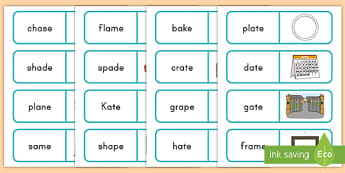 Magic E With I E Words Matching Cards