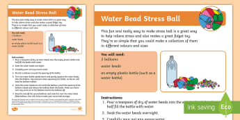 Water Bead Stress Ball Craft Instructions - mental health, stress, anxiety, fidget, toy, squeeze, anxiety