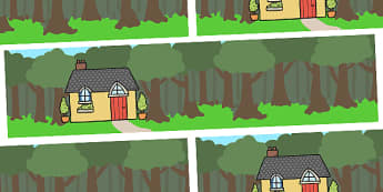 Small World Background (Little Red Riding Hood) - Little Red Riding Hood, Small World, backdrop, background, scenery, small world area, small world display, small world resources, traditional tales, tale, fairy tale,  Wolf, Grandma, woodcutter, bed, 