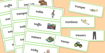 Two Syllable TR Word Cards - two syllable, tr, word cards, word, cards