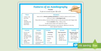 Autobiography KS2 Writing Frame - Features Word Mat - Twinkl
