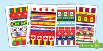 2022 Men's World Cup Country Name and Flags Paper Chain