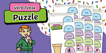Verb Tenses Word Cards - ELA Activities - Editable