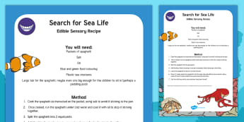 Search for Sea Life Edible Sensory Recipe - search, sea life, edible, sensory recipe, recipe