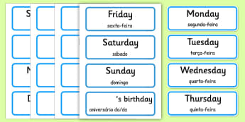 Days of the week and months of the year in Portuguese