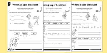 Writing Super Sentences Differentiated Worksheet