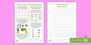 Phase 4 Home Learning Challenges - Letters and Sounds, Phonics Screen, Parents, Carers, Games