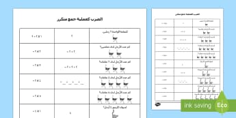 تعليم الضرب كعملية جمع متكرر - الأعداد والعمليات