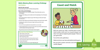 EYFS Maths Mastery Matching Numeral and Quantity Home Learning Challenge: Count and Match 