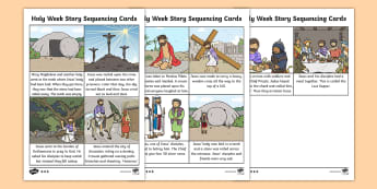 Holy Week Story Sequencing Cards - Easter Story, easter, story, write, easterstory, easer, easster, eatser, garden of gethsemane, easte