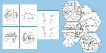 Rainy Day Hexagon Display Colouring Activity
