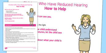 Supporting Students with Reduced Hearing Strategy Sheet