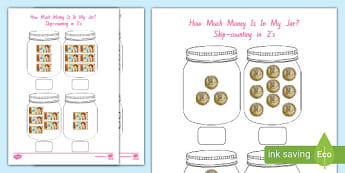 How Much Money Is In My Jar? Stage 4 Skip-Counting Activity