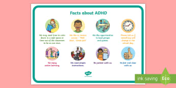 Facts about ADHD A4 Display Poster - Concentration, Attention, Listening difficulties, Speech Language and communication, SEN, SEND, SENC