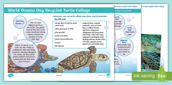 KS2 World Oceans Day Recycled Turtle Collage Activity