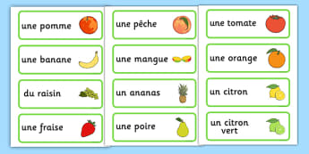 Fruit Word Cards French - french, fruit, word cards, flash cards, cards, francais, apple, banana, France