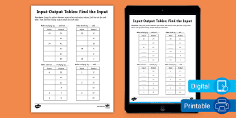 Input-Output Tables Worksheets | twinkl.com