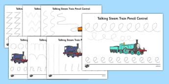 Story Books Thomas The Tank Engine Wilbert Awdry Primary Resources - talking steam train themed pencil control sheets
