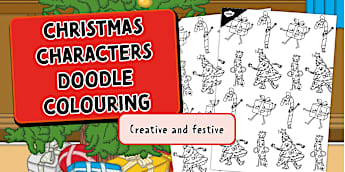 * NEW * Christmas Characters Doodle Colouring Sheet