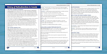 Facts About Multiculturalism in Canada – Learning Resources