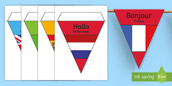 Mixed Languages Hello Bunting - hello bunting, hello in different languages, hello in different languages bunting, languages bunting, greetings bunting, greetings from around the world