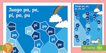 Juego de mesa: pa, pe, pi, po, pu- Guía de trabajo